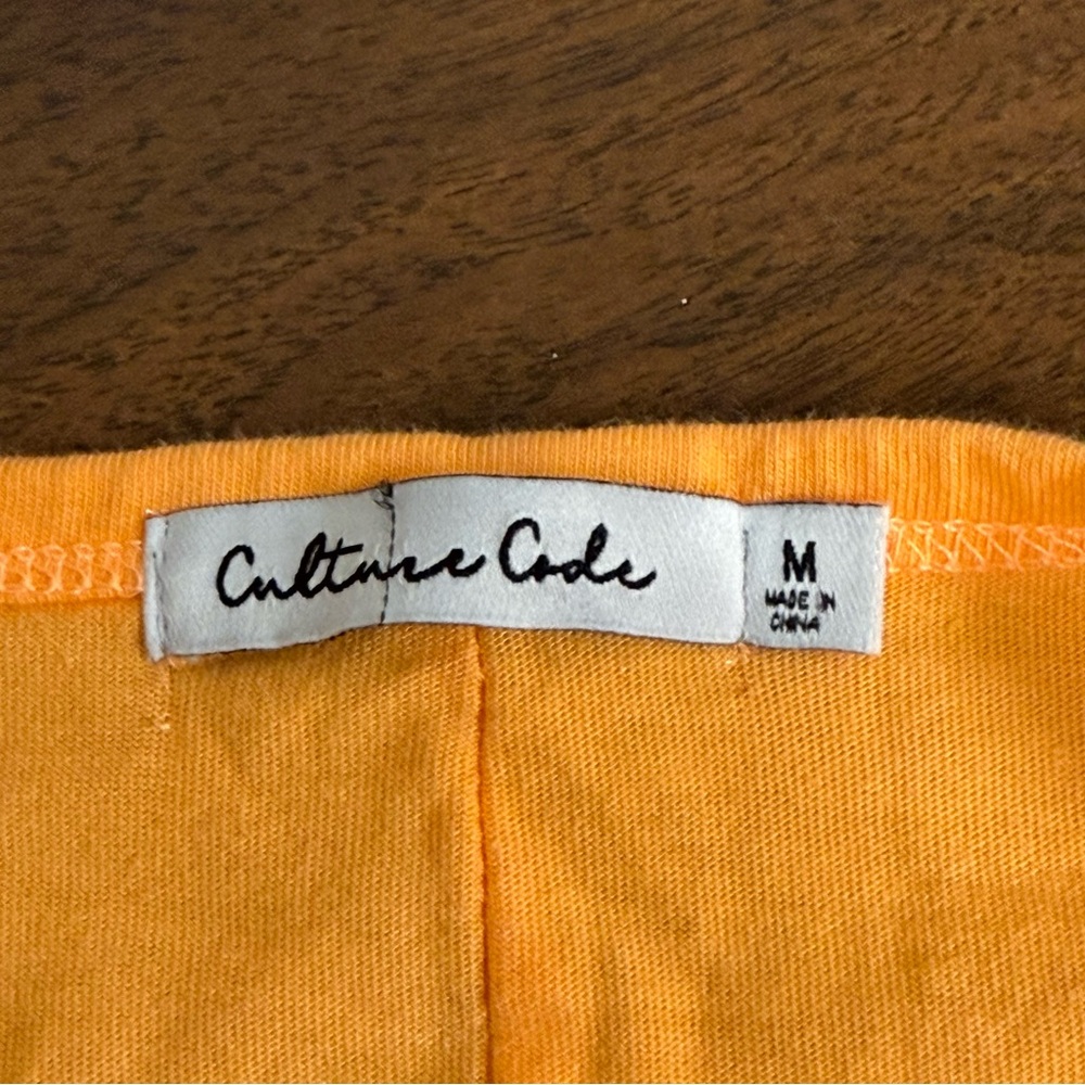 Culture Code M Soft Orange Notch Neck Short Sleeve Casual Top Summer Chic - Picture 5 of 8